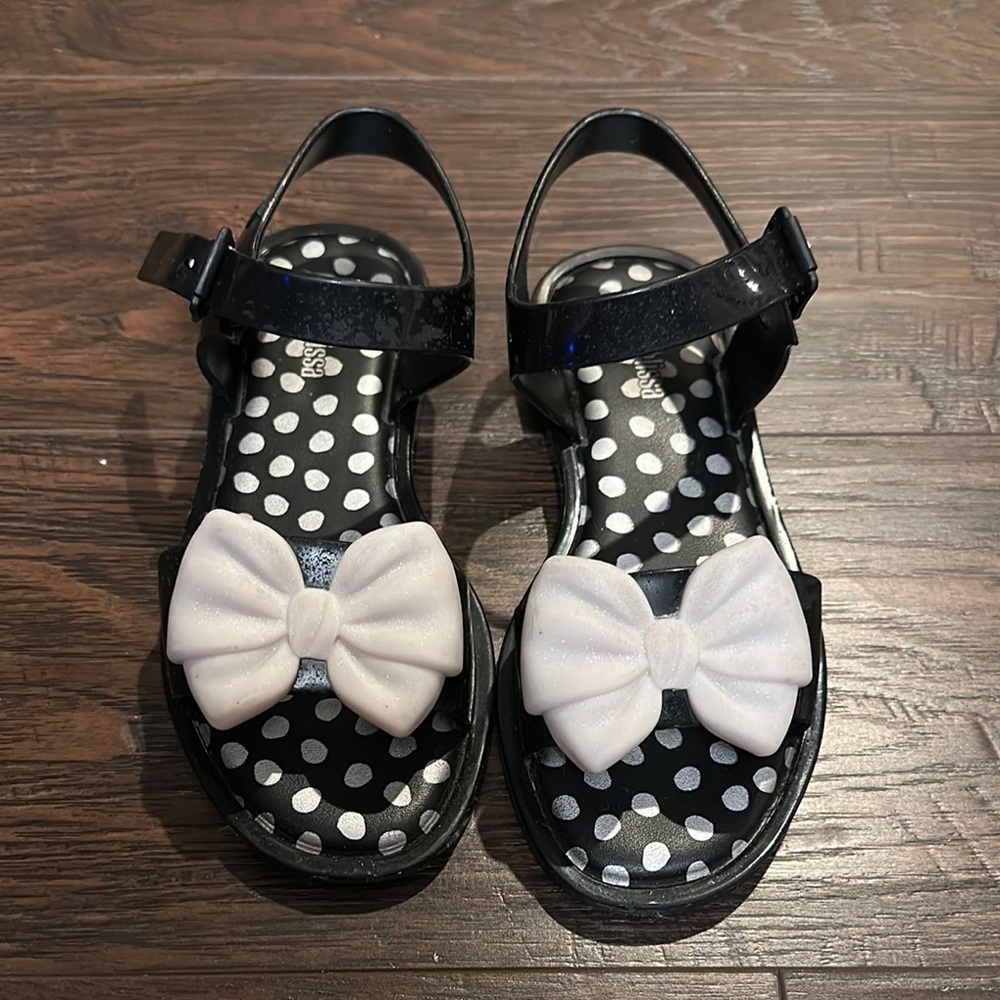 Mini Melissa Kids Black and White Bow Sandals size 13